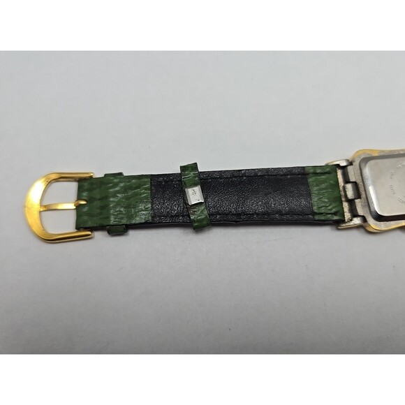 Quemex Art Deco Tank Watch Green Dial Two Tone Gold Silver Quartz New Battery - Picture 9 of 11